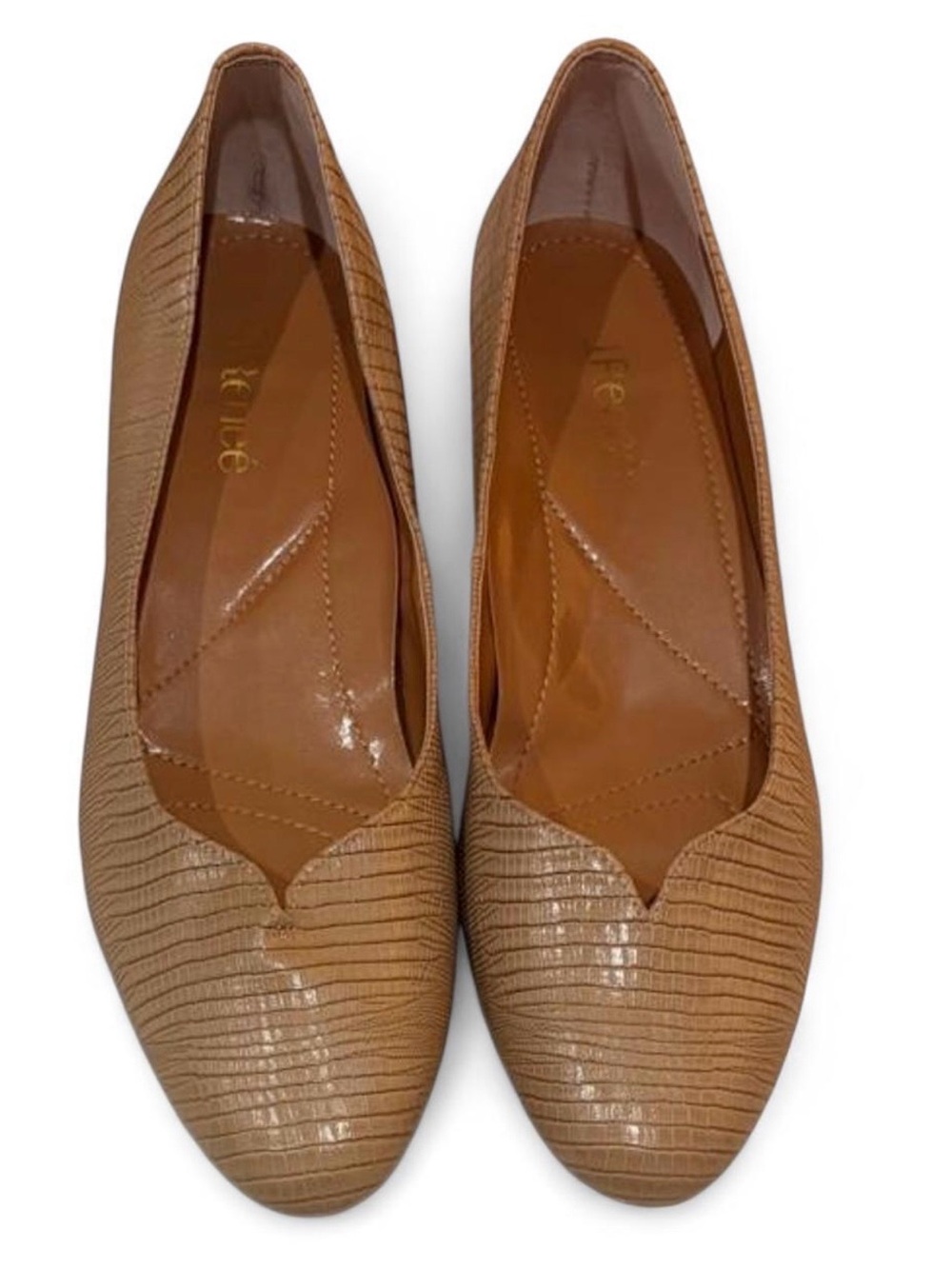 J Renee Faux Lizard Embossed Low Heel | Taupe | Size 10.5
